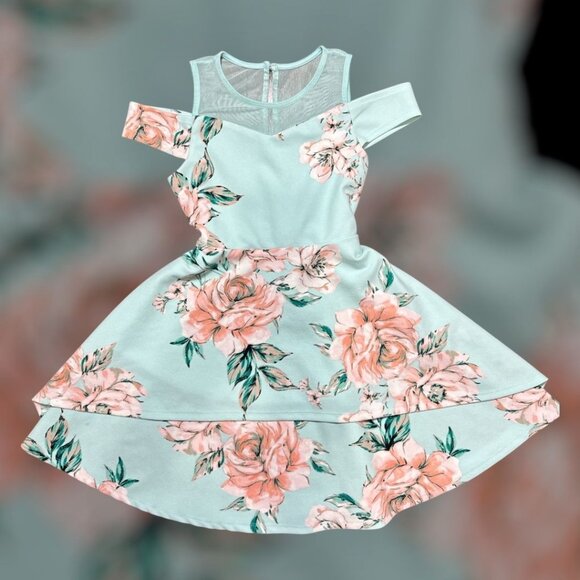 Speechless Kids Blue Floral Dress Size 10 Special Occasion Dressy Formal Party - Picture 1 of 5